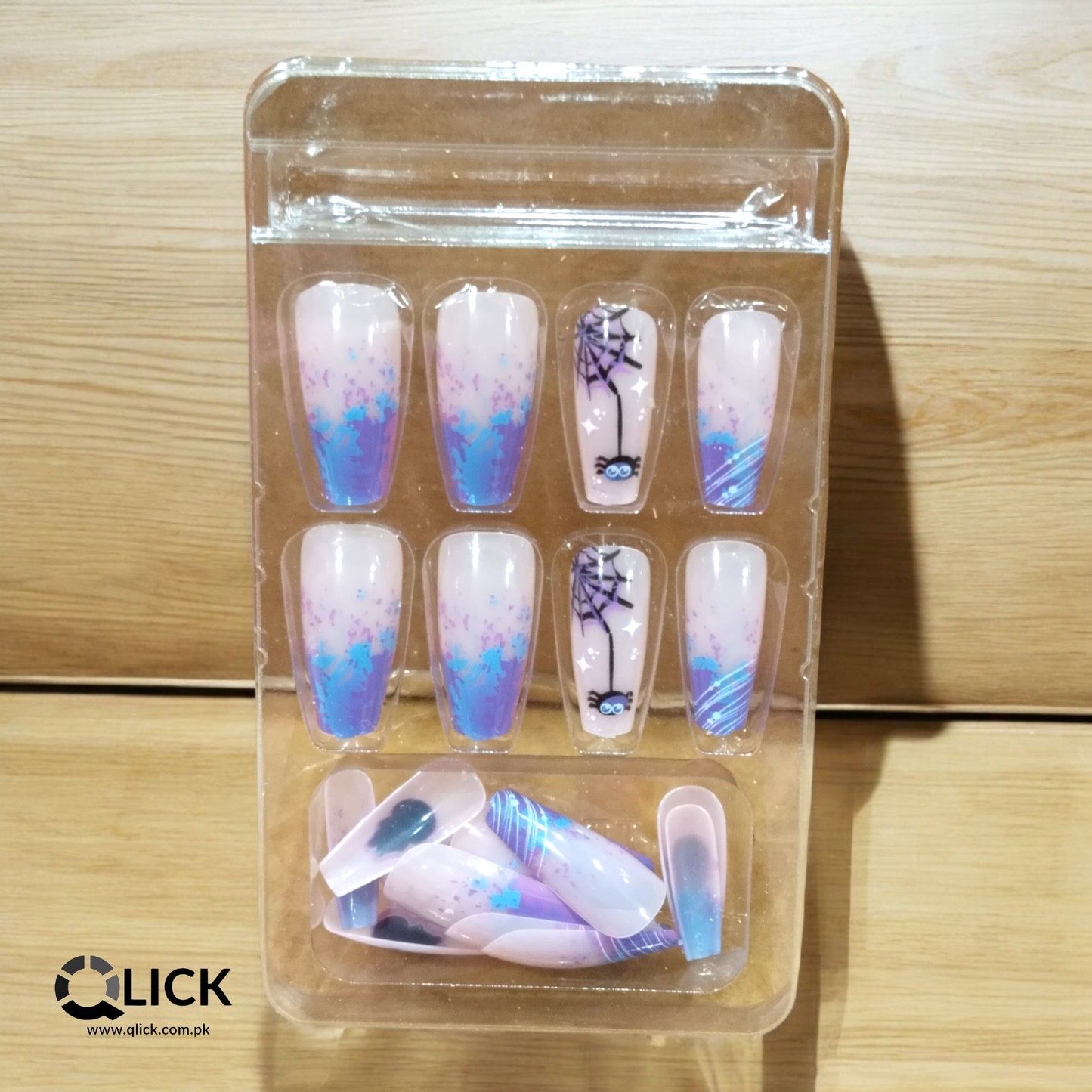 Spider Web Ballerina Press On Nails 24Pcs+Nail Glue Stickers