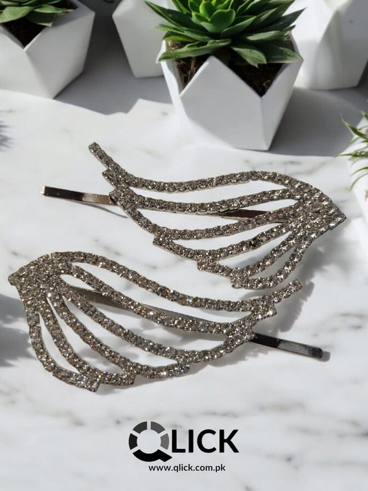 Leaf Rhinestone Metal Pins (pair)