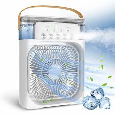 Portable Air Conditioner 5 spray Fan – 3-in-1 Mini Air Cooler, Humidifier & USB Fan with 7 LED Lights and Adjustable Wind Speed